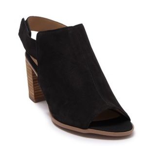 Franco Sarto Black Helix Open Toe Booties